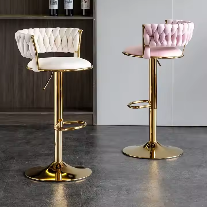 GDC Bar Chair Nordic Counter Furniture Metal Velvet Swivel