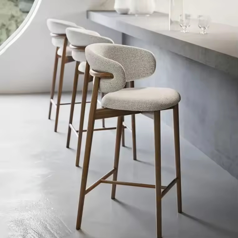 GDC Nordic Modern High Stool Dining Chair with Rattan