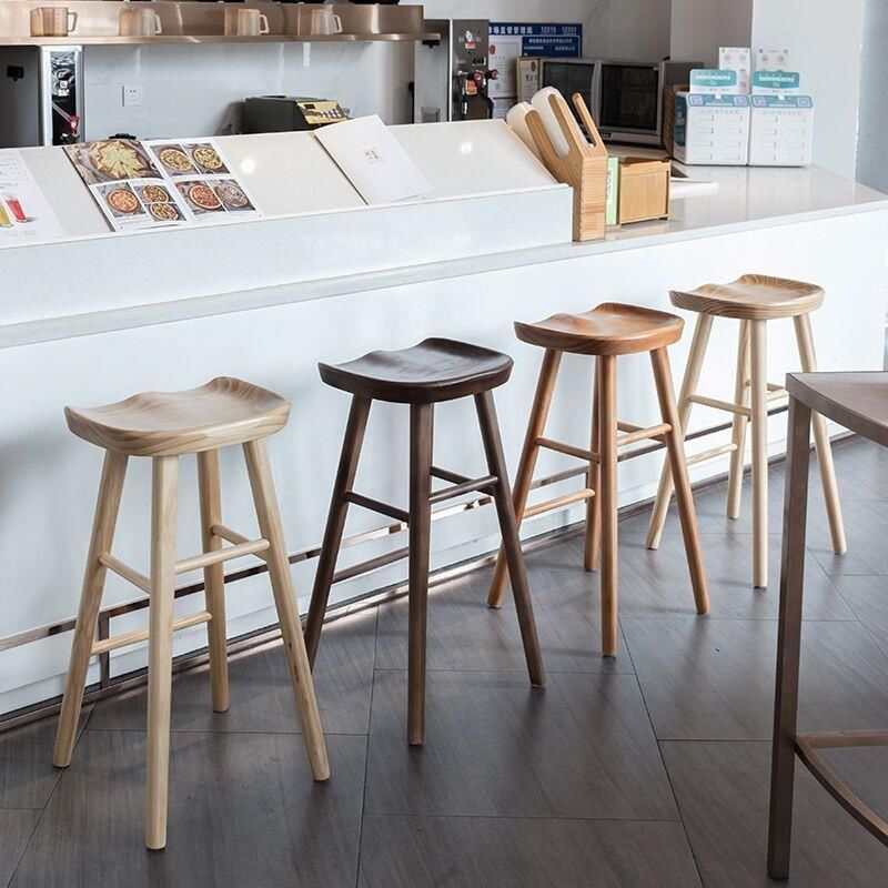 GDC Nordic Solid Wood Bar Chair Simple Bar Milk