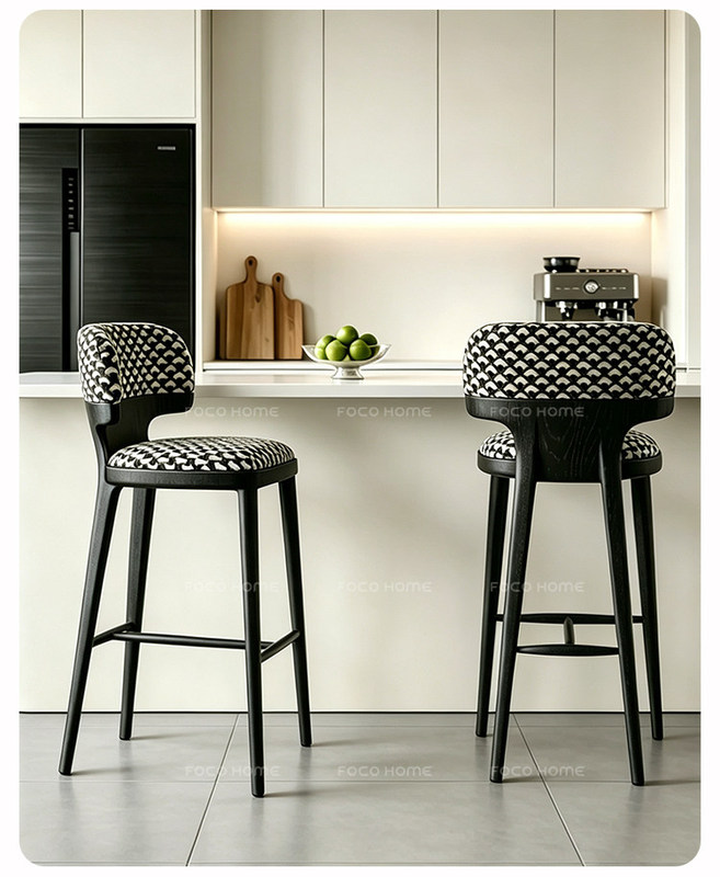 GDC Upholstered Counter Height Bar Stool with Curved Backrest