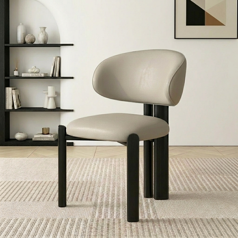 GDC Italian Minimalist Solid Wood Dining Chair with Backrest
