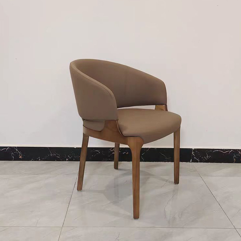 GDC Modern Armrest Linen Velvet Fabric Wooden Dining Chair
