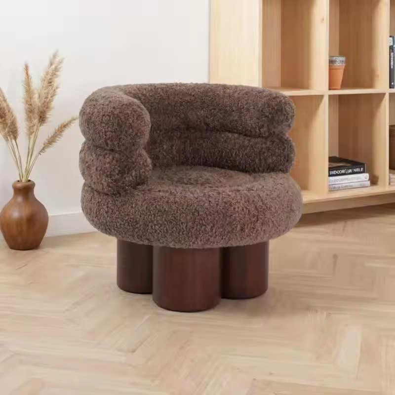 GDC Classic Walnut Base Designer Chair Wool Lounge Chair