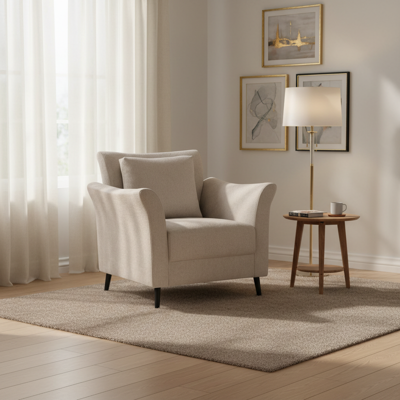 GDC Luxury Chenille Fabric Tofu Accent Chair Cloud Single