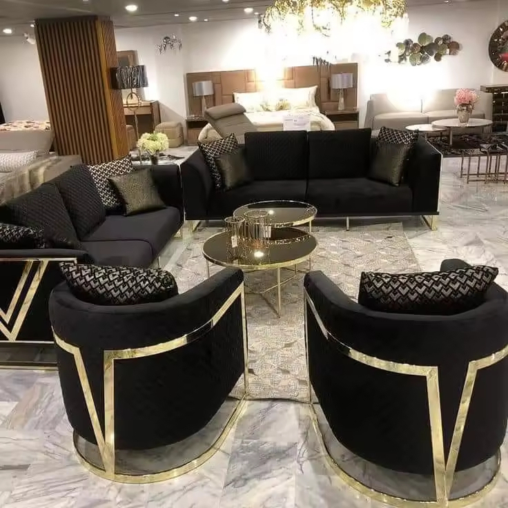 GDC Luxury Gold Stainless Steel Accent Chair Velvet Upholster