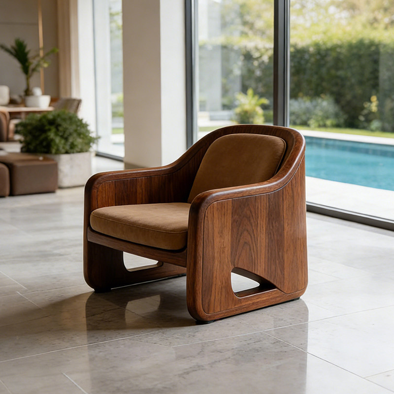 GDC Modern Solid Wood Living Room Single-person Sofa Chair,