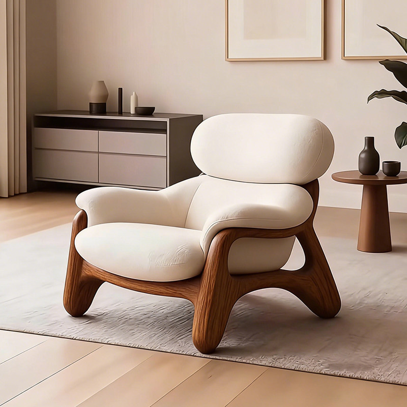 GDC Modern Solid Wood Midcentury Leisure Recliner Chair with