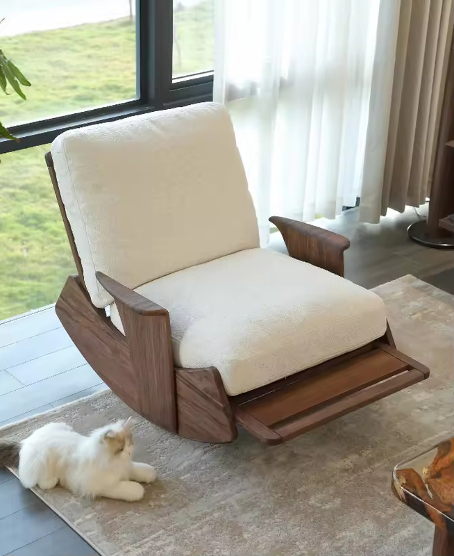 GDC Modern Style Solid Wood Leisure Chair, with Soft