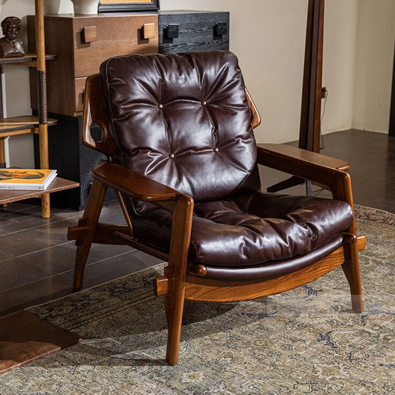 GDC Nordic Minimalist Solid Wood Single Armchair. Business and