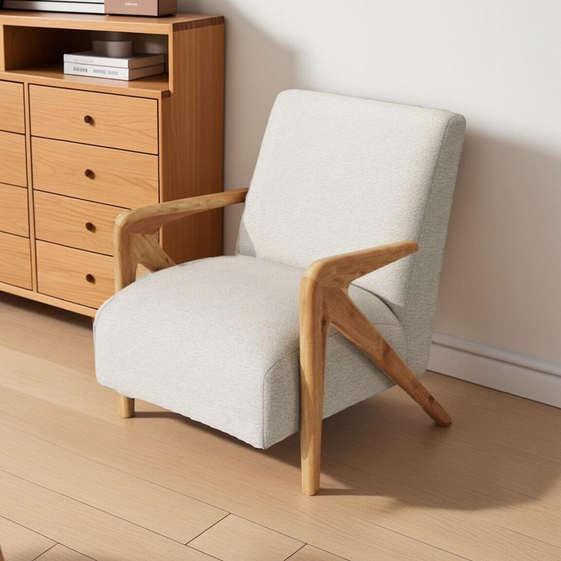 GDC Nordic Modern Solid Wood Durable Fabric Single Sofa
