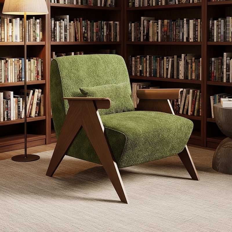 GDC Retro Lounge Solid Wood Frame Chair Upholstered Sofa