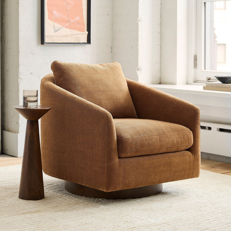 GDC Rotary Velvet Wooden Base Sofa Armchair for Living