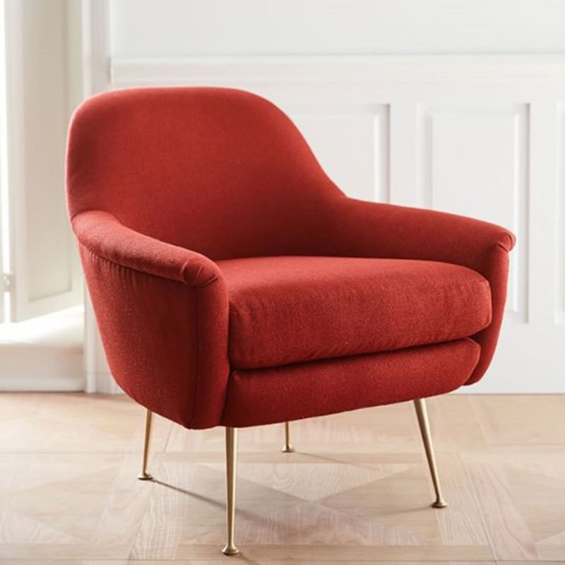 GDC Simple Armrest Casual Sofa Chair - Blue Fabric
