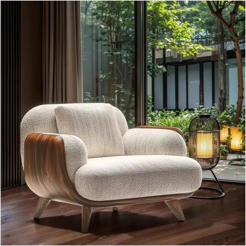 GDC Solid wood leisure sofa chair, wooden legs, velvet