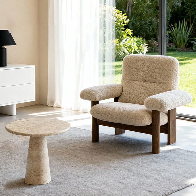 GDC Teddy Plush Wooden Furniture, Living Room Lounge Chair,