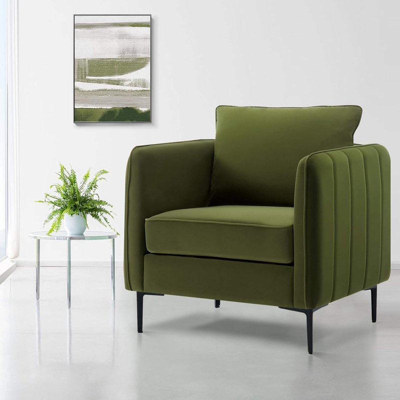 GDC Velvet Comfortable Single Sofa Chair, Medieval-modern Style Armchair,
