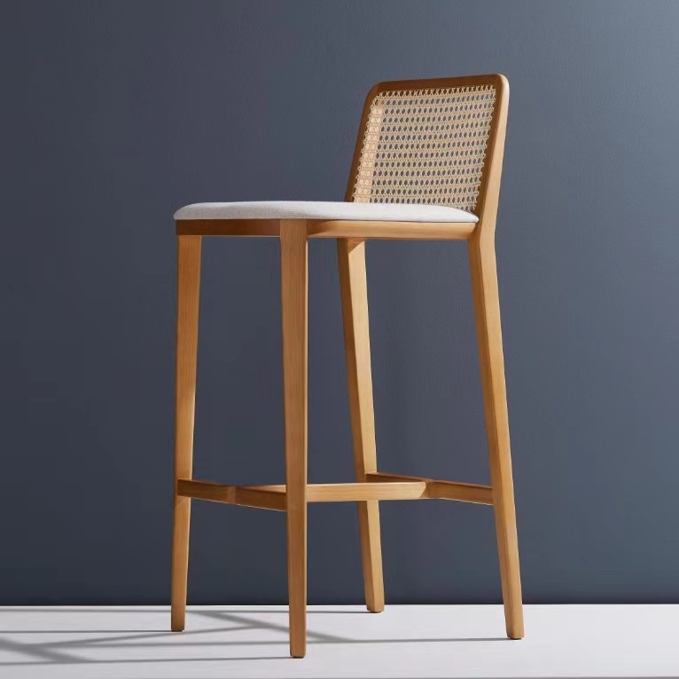 GDC Modern Ash Wood Bar Stool Solid Wood Frame