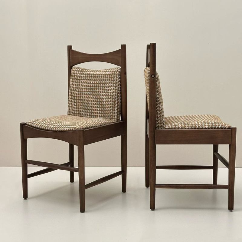 GDC Hot-selling Plaid Fabric Dining Chair with Solid Wood
