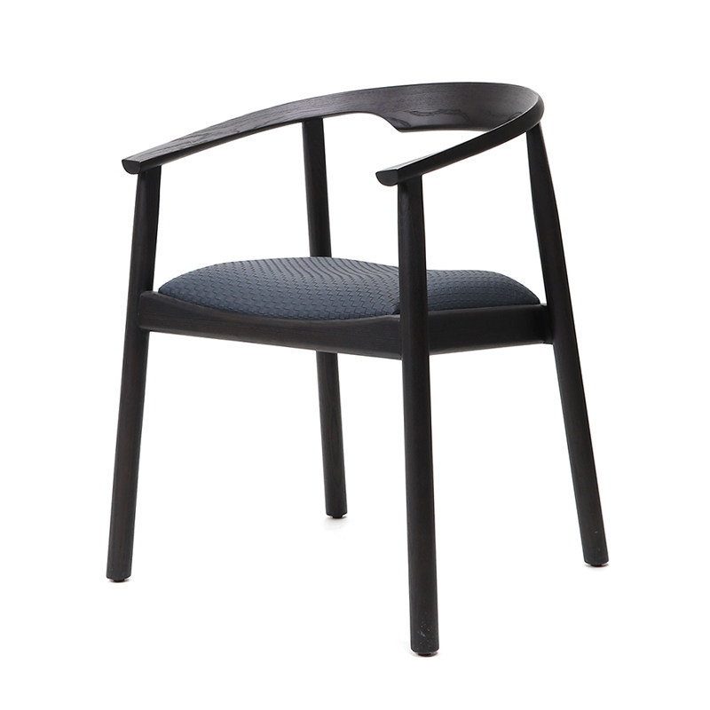 GDC Luxury Curved Leather Dining Room Chair Oak Wood