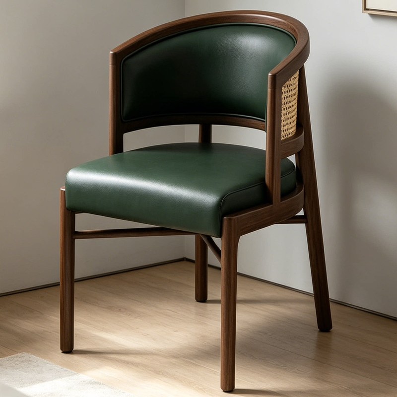 GDC Luxury Solid Wood Frame Fabric Cushion Cane Armchair