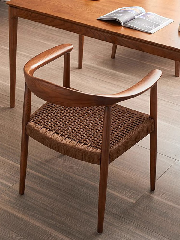 GDC Modern Ash Wood Rattan Back Dining Chair Durable