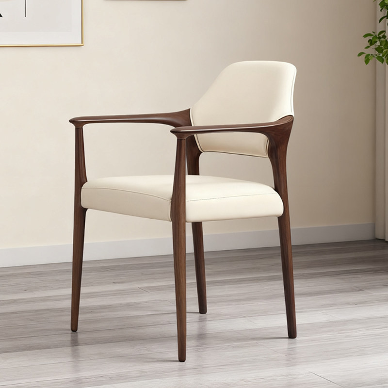 GDC Modern Simple Solid Wood Dining Chair with Armrest