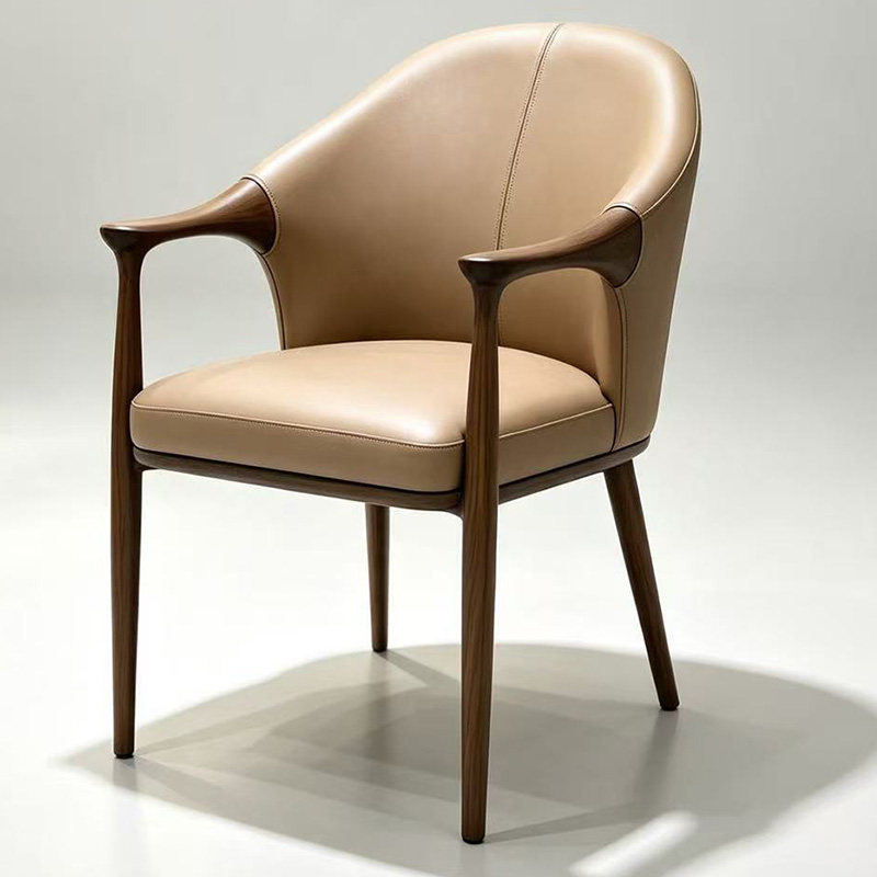 GDC Modern Solid Wood Dining Chair Upholstered Faux Leather