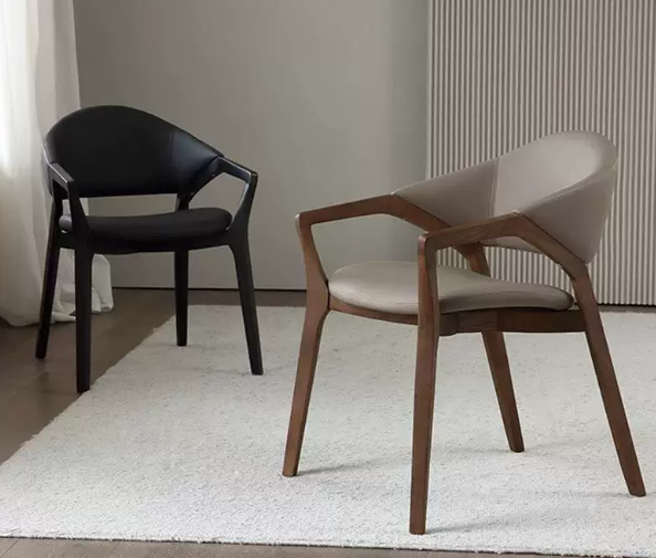 GDC Modern Solid Wood Legs Dining Chair with Leather