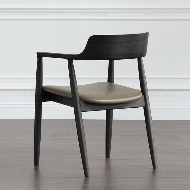 GDC Nordic Black Solid Wood Dining Chair Hiroshima Ash