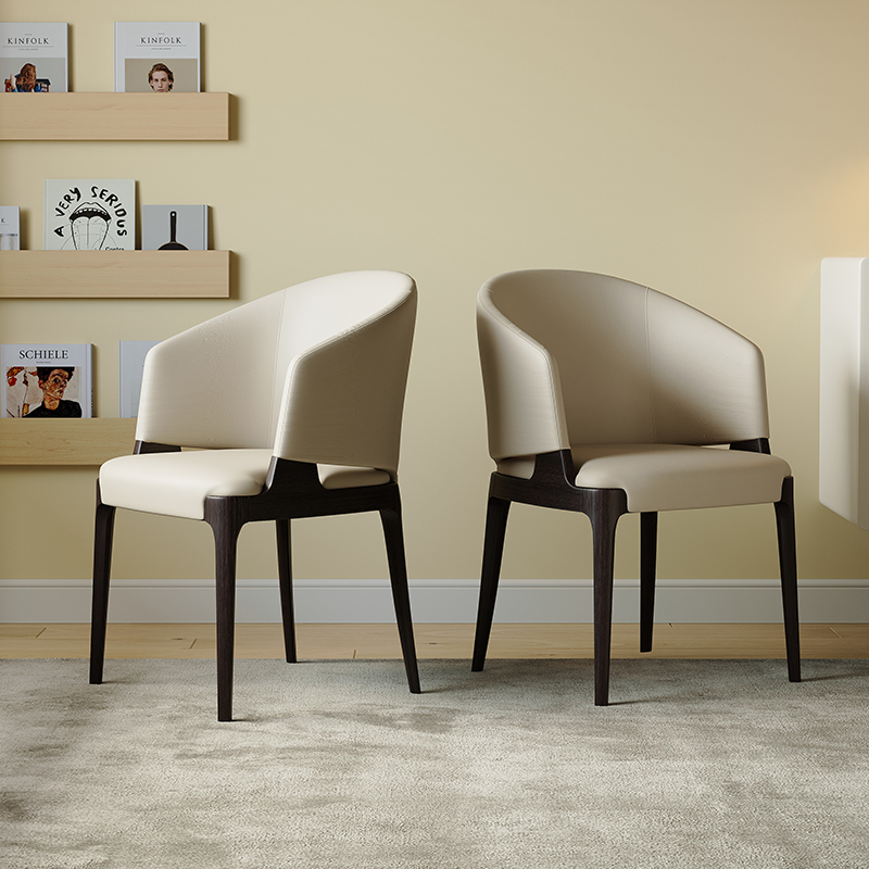 GDC Nordic Light Luxury Modern Leather Dining Chair Solid