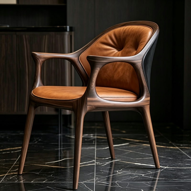 GDC Nordic MinimalistWood Armchair Minimalist Home Solid Walnut Wood