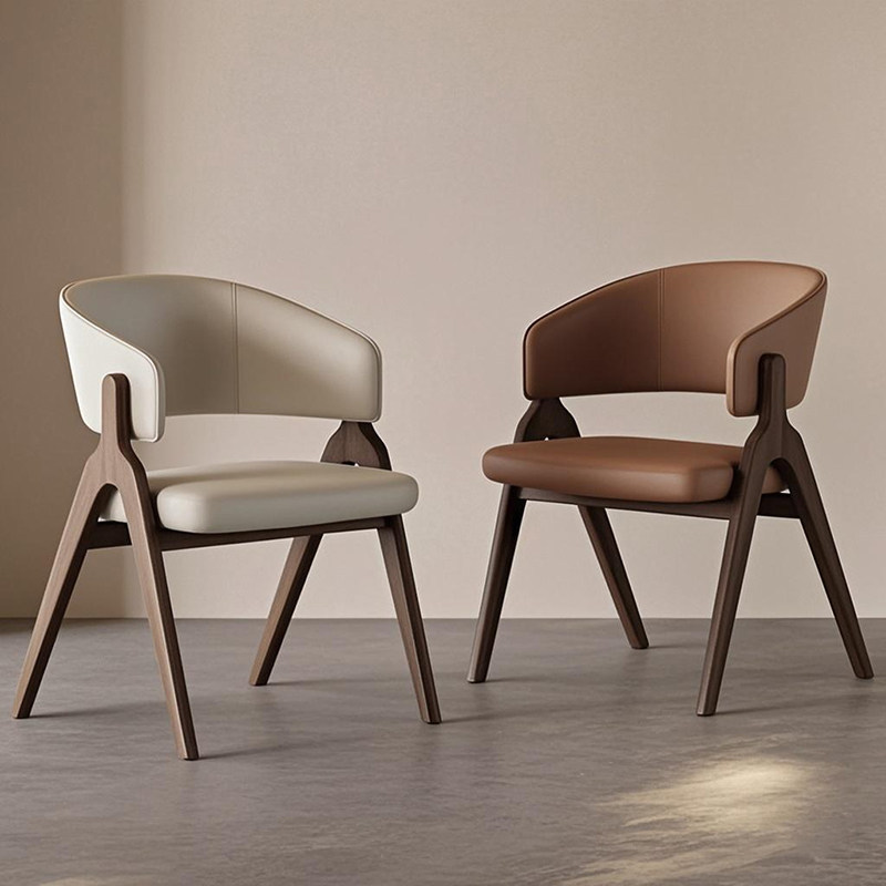 GDC Nordic Solid Wood Dining Chair with Leather Upholstery