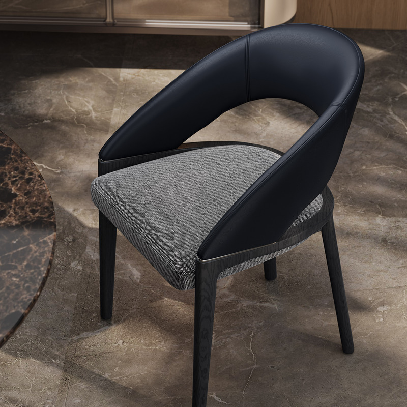 GDC Nordic Solid Wood Home Fabric Leather Dining Chair