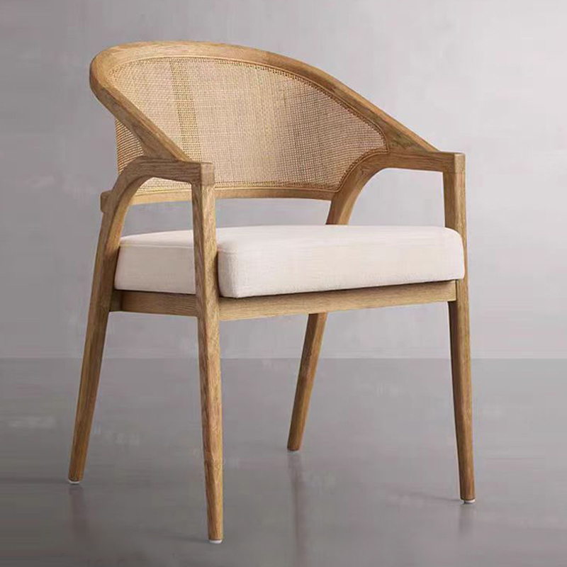 GDC Nordic Solid Wood Rattan Dining Chair Home Guest