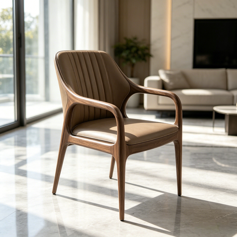 GDC North American Ash Solid Wood Leather Dining Chair