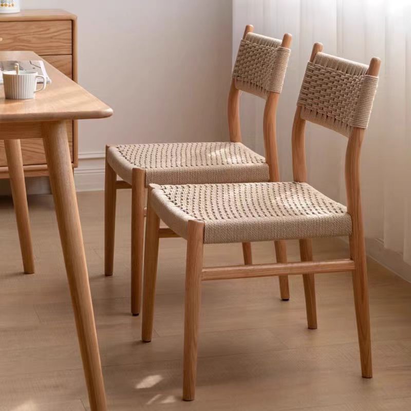 GDC Solid Wood Dining Chair Simple Rope Woven Back