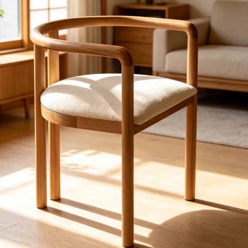 GDC Solid Wood Nordic Style Curved Back Armchair with